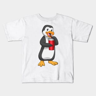 Penguin with Drinking cup with Straw Kids T-Shirt